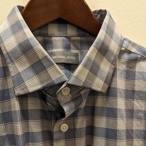Michael Kors Large Check Dress Shirt: 16.5 & 34.5/35